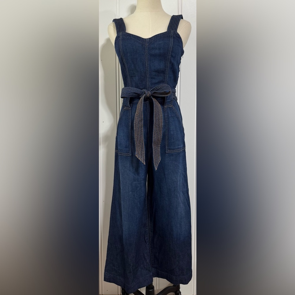 7 For Mankind high waist belted denim jumpsuit Tagged Size 26 Waist